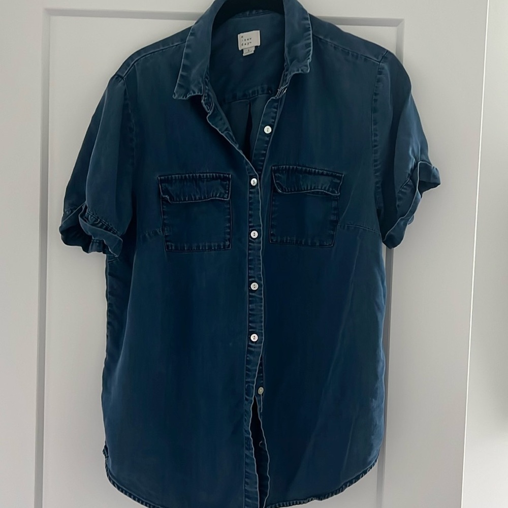 Jean button down blouse, A New Day, Size L